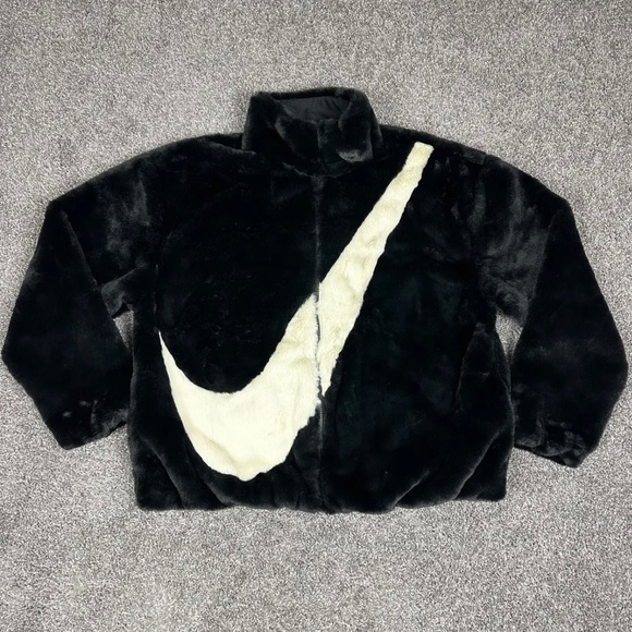 Nike Faux Fur Jacket, NIKE SWOOSH - Picture 8 of 14